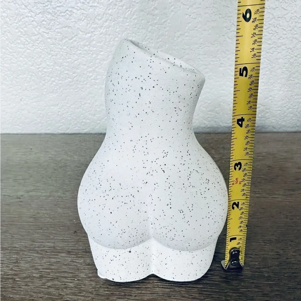 Ceramic Speckled Textured Woman Torso Figure Vase